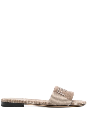 FENDI logo-embroidered slides - Brown