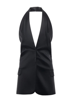 Genny halterneck flap-pocket top - Black