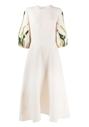 Valentino Garavani embroidered crepe couture dress - Neutrals