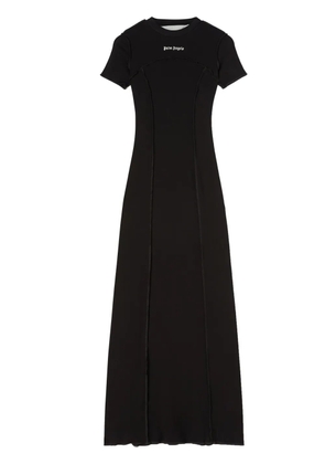 Palm Angels logo-embroidered knitted maxi dress - Black