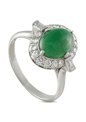 LB Exclusive platinum jade and diamond ring - Silver