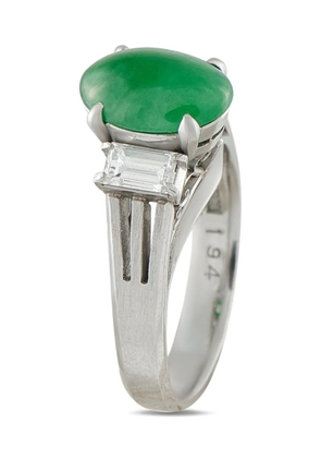 LB Exclusive platinum diamond and jade ring - Silver