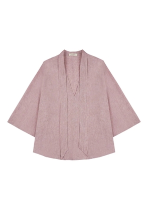 Glanshirt V-neck blouse - Pink