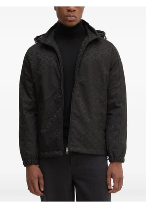 GUESS USA monogram-pattern hooded jacket - Black