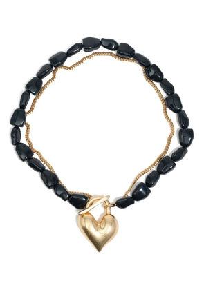 Bimba y Lola heart-pendant beaded necklace - Gold