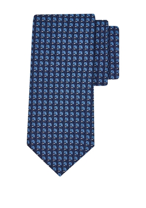 Ferragamo jacquard gancini pegasus tie - Blue