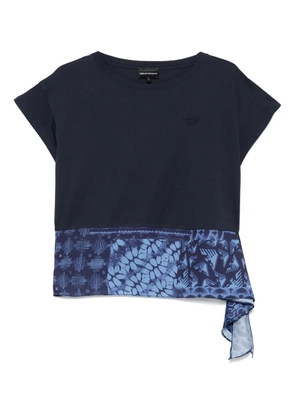 Emporio Armani draped-detailed T-shirt - Blue
