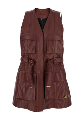 Chloé leather utility gilet - Red