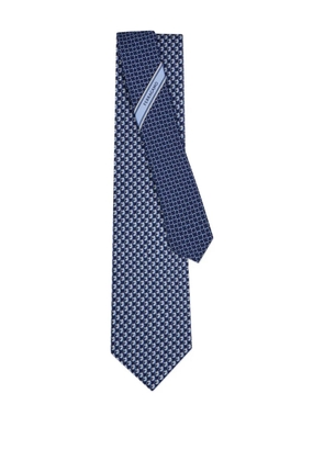 Ferragamo gancini horse print silk tie - Blue