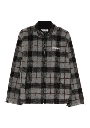 Miu Miu plaid-pattern zip-fastening sweatshirt - Grey