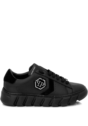 Philipp Plein Hexagon Force leather low top trainers - Black