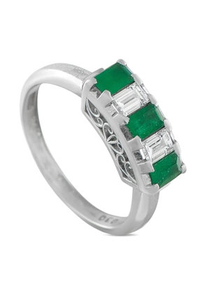 LB Exclusive platinum diamond emerald ring - Silver