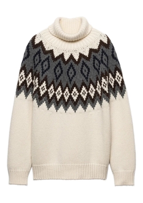 Prada intarsia turtleneck ribbed sweater - Neutrals
