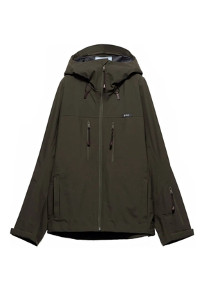 Prada hooded logo-label coat - Green