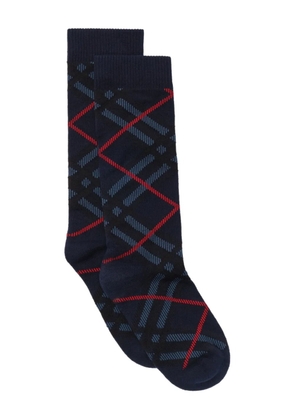 Burberry checked cotton-blend socks - Blue