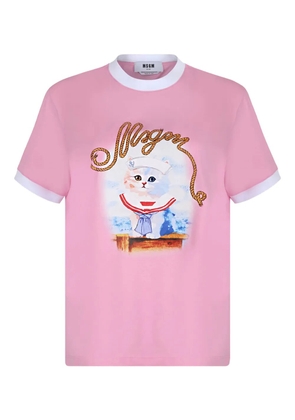 MSGM Cat-print T-shirt - Pink