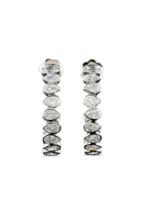 Jewels Aficionado 14K white gold diamond hoop earrings - Silver
