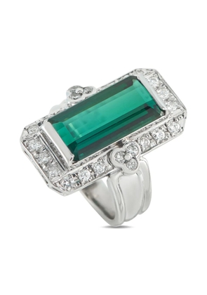 LB Exclusive platinum diamond and tourmaline ring - Silver