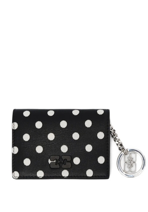 GANNI polka-dot logo-charm wallet - Black