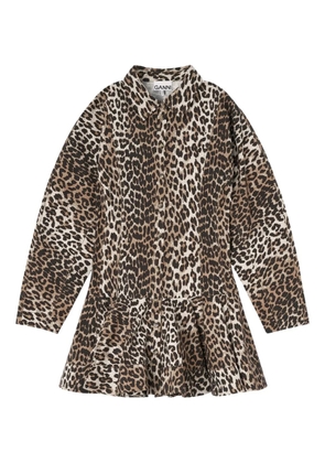 GANNI leopard-print mini dress - Brown