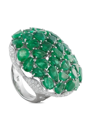 LB Exclusive 18K white gold diamond and emerald ring - Silver