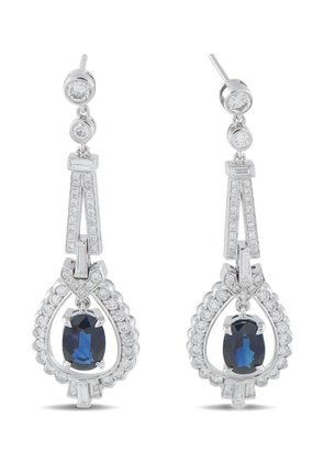 LB Exclusive platinum diamond and sapphire drop earrings - Silver