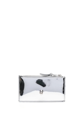 Alexander McQueen skull-embellished metallic-effect wallet - Silver