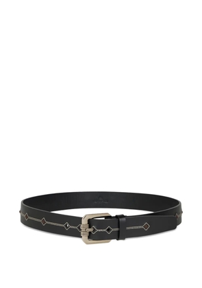 ETRO embroidery leather belt - Black