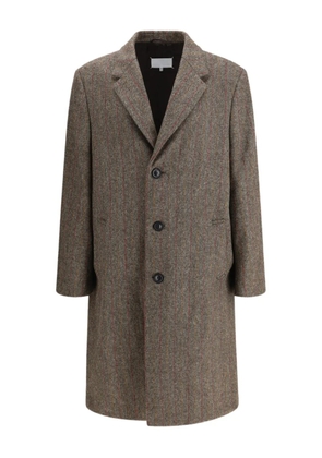 Maison Margiela herringbone-pattern button single-breasted coat - Brown