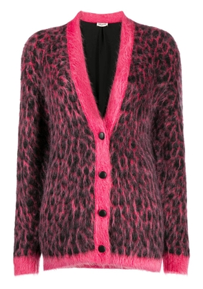 Saint Laurent brushed leopard-print wool cardigan - Pink