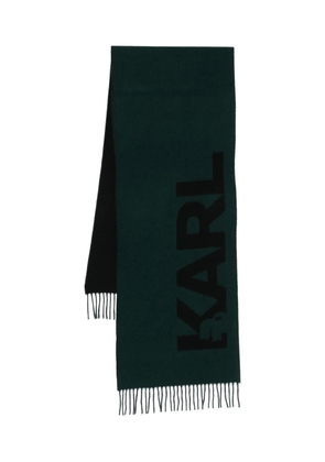 Karl Lagerfeld fringed logo-detal scarf - Green