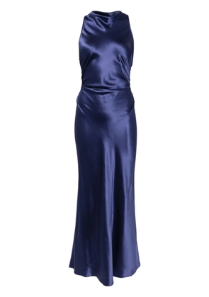 Reformation Casette draped silk dress - Blue