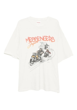 KAMIYA Motorbike Messengers-print distressed T-shirt - Neutrals