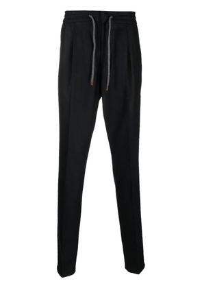 Brunello Cucinelli tapered virgin-wool track pants - Black