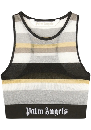 Palm Angels striped lurex-detailing crop top - White
