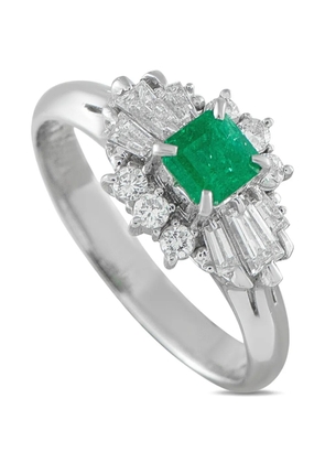LB Exclusive platinum diamond and emerald ring - Silver