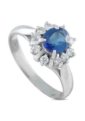 LB Exclusive platinum swirling-motif diamond and sapphire ring - Silver