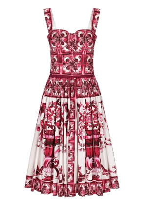 Dolce & Gabbana Majolica-print cotton midi dress - Red