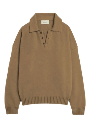 A Paper Kid buttoned collared polo shirt - Brown