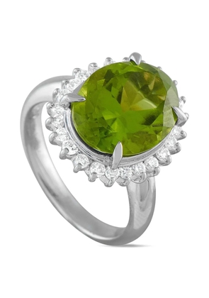 LB Exclusive platinum diamond and peridot ring - Silver