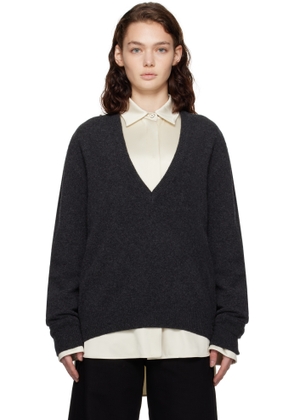 LEMAIRE Gray Deep V-Neck Sweater