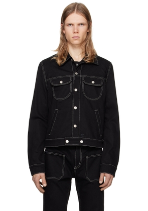 Courrèges Black Topstitched Denim Trucker Jacket