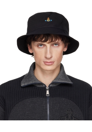 Vivienne Westwood Black Embroidered Logo Bucket Hat