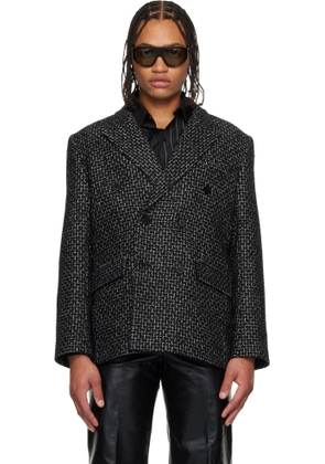 Ernest W. Baker Black Double-Breasted Blazer