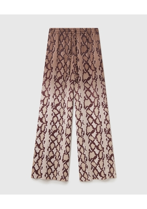 Stella McCartney - Snake Print Oversized Drawtstring Trousers, Woman, Brown, Size: 44