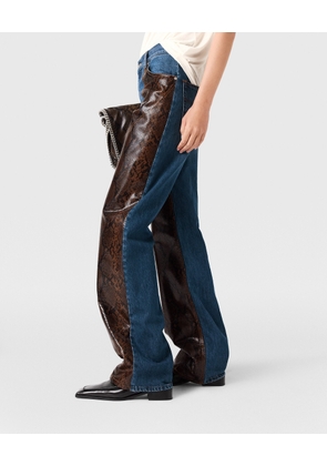 Stella McCartney - Snake Panel Chaps Denim Jeans, Woman, Dark blue, Size: 28