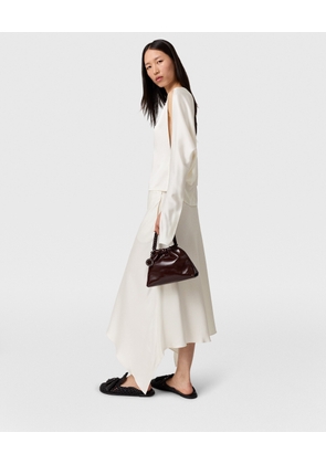 Stella McCartney - Curved Hem Satin Midi Skirt, Woman, Cream, Size: 38