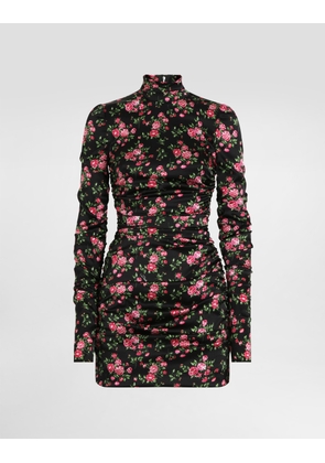 Dolce & Gabbana Small Rose Bouquets-print Long Satin Dress - Woman Dresses Multicolor 42