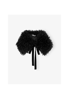 Womens The Kooples Tie Faux-Fur Shawl