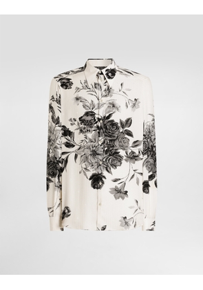 Dolce & Gabbana Flower Bouquet-print Gold Jacquard Shirt - Man Shirts Multicolor 37
